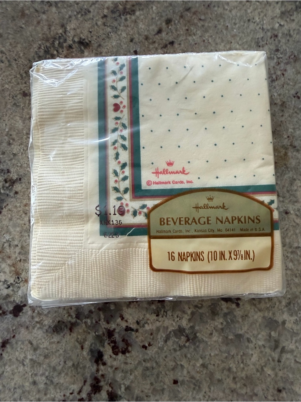 Vtg NIP Hallmark 16ct Beverage Napkins Floral & Nature Polka Dot Square USA Made